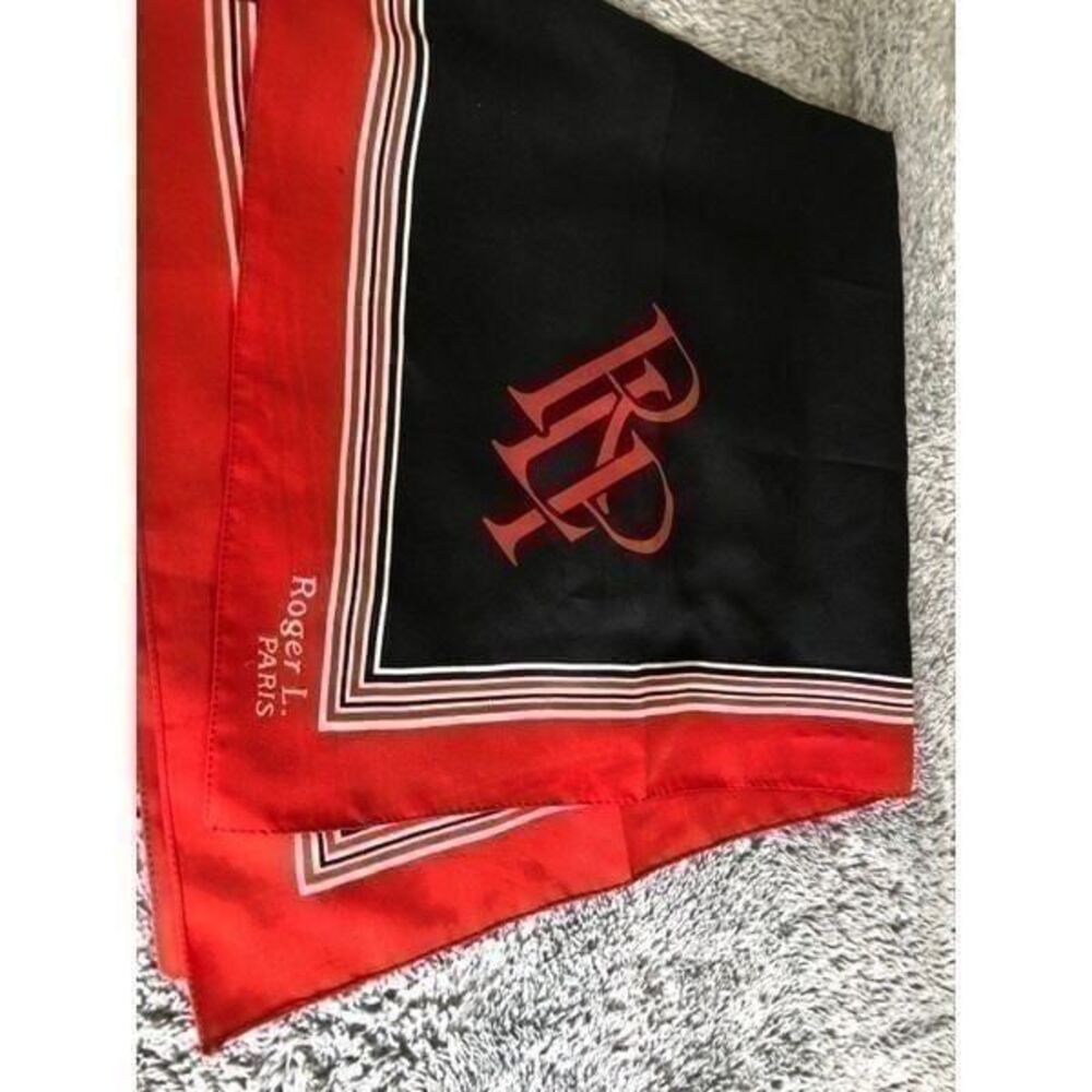 Vintage Roger L Paris scarf red, white, blue made in Italy RLP monogram  Square